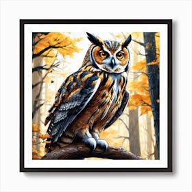 Owl In The Forest 211 Art Print