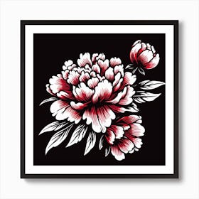 Peony Flower Tattoo Art Print