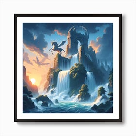 Mythical Waterfall 14 Art Print