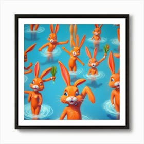 Rabbits In The Water 5 Art Print