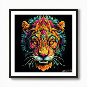 Wild Cat Of Africa - Psychedelic Tiger Art Print