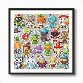 Set Of Cartoon Characters Art Print