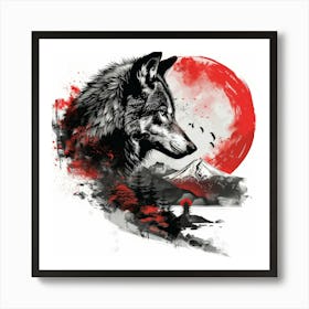 Wolf In The Moonlight 2 Art Print