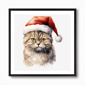 Cat In Santa Hat 1 Art Print