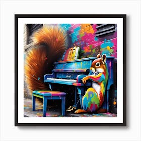 Squirrel At The Piano Art Print