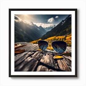 Sunglasses On A Log Art Print