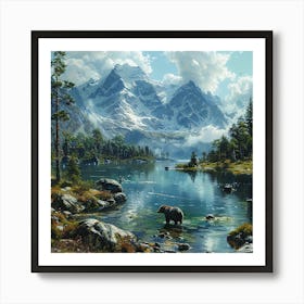 Bear By The Lake Art Print