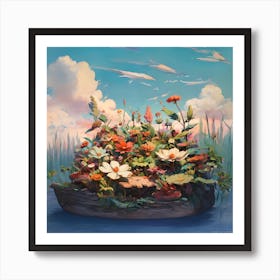 Flowers In A Boat Art Print