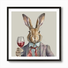 Red Wine Hare Final Flattened Art Print