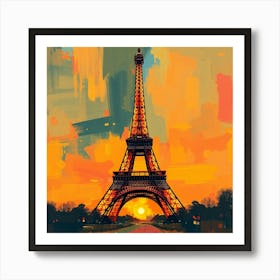 Eiffel Tower At Sunset Art Print