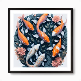 Koi Fish Watercolor Painting (7) Art Print