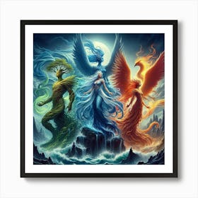 Three Eagles paintings art print Art Print