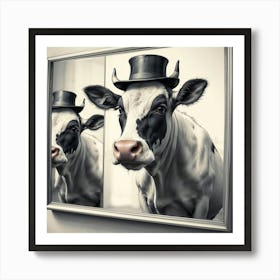 Cow In Top Hat 1 Art Print