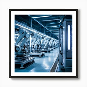 Futuristic Factory Floor Dominated By Ai Driven Manufacturing Processes And State Of The Art Robots (6) Art Print