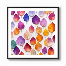 Autumn Leaves On White Background 1 Art Print