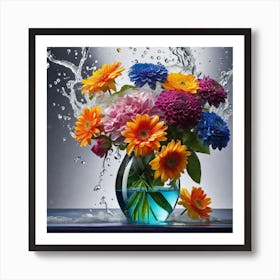 Water Splashing Flowers 6 Art Print