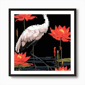 Crane In Water 1 Art Print