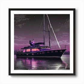 Yacht At Night 5 Art Print