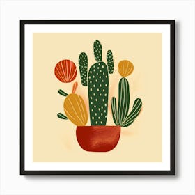 Rizwanakhan Simple Abstract Cactus Non Uniform Shapes Petrol 60 Art Print