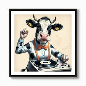 Cow Dj 2 Art Print