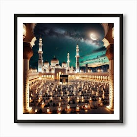 Islamic Mosque At Night 3 Art Print