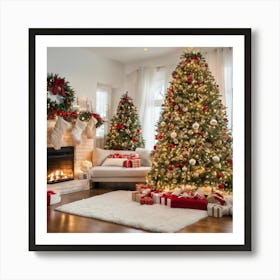 Christmas Tree In Living Room 1 Art Print