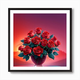 3d Animation Style Roses With Their Delicate Petals And Intoxi 0 Art Print