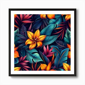 Tropical Floral Seamless Pattern Art Print