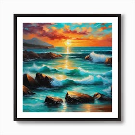 Sunset In The Ocean 28 Art Print