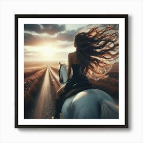 Girl Riding A Horse 6 Art Print