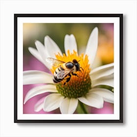 Bee On A Flower Art Print