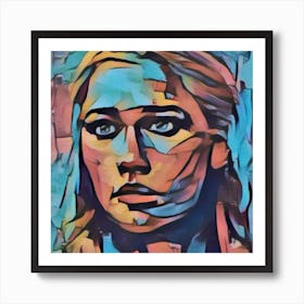 Face in Blue Art Print