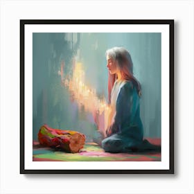 Girl With A Candle Art Print