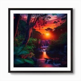 Sunset In The Jungle 1 Art Print