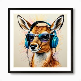 Deer With Headphones 8 Affiche