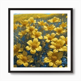 Field Of Yellow Flowers 47 Art Print