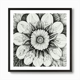Black And White Flower Art Print