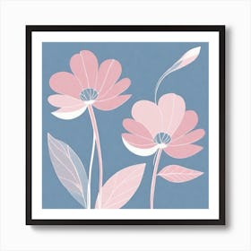 A White And Pink Flower In Minimalist Style Square Composition 588 Art Print