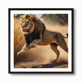Lion Running Art Print