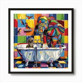 Elephant In The Bath 1 Art Print