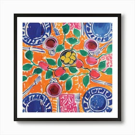 Table With Wine Matisse Style 1 Art Print