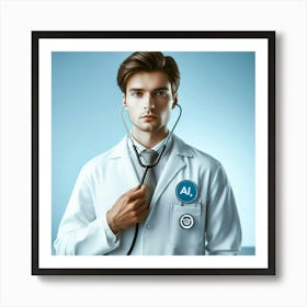 Doctor With Stethoscope Art Print