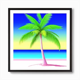 Palm Tree On The Beach 6 Art Print