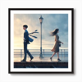 Goodbye my love in the rain Art Print