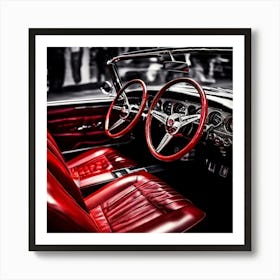 Lifestyle Detail Style Restored Automobile Red Shiny Part Vintage Antique Roadster Inside (3) Art Print