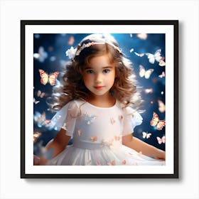Little Girl With Butterflies Art Print
