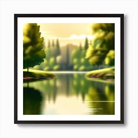 Landscape With Trees And Water 2 Art Print