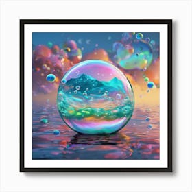 Bubble Waterscape Holographic 1 Art Print