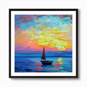 Sailboat At Sunset Art Print