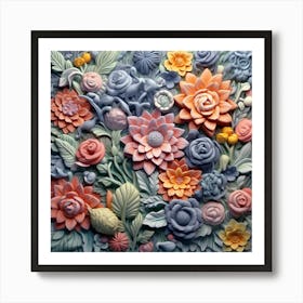 3d Flower Bloom Embossed Pattern Art Print